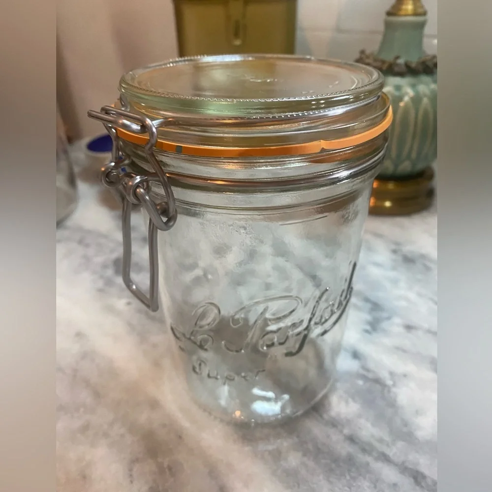 Le Parfait Clamp Lid Glass Jar w/ Orange Gasket Storage Canister